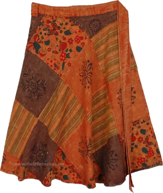 skirt TLB Hippie Patchwork Cotton Wrap Skirt The Little Bazaar $32.99