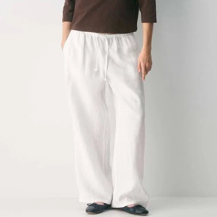 linen outfit Tna Women's Charleston Linen Pant in White | XS Aritzia $88