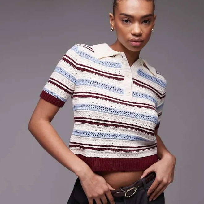 crop top Topshop Knit Crochet Polo Top ASOS $45