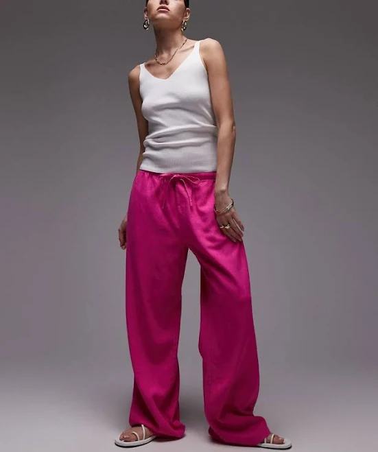 pants Topshop Linen Blend Straight Leg Pants ASOS $48.99