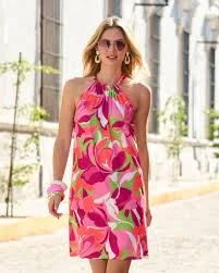 dress Tropical Abstract Print Halter Shift Dress Tropical Abstract Boston Proper $29.98