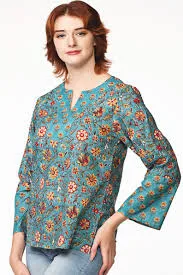 top Turquoise & Gold Devani Block Print Tunics Etsy $19