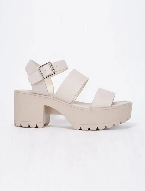shoes Two Strap Chunky Lug Sole Platform Sandals Fashionjunkee.com $15