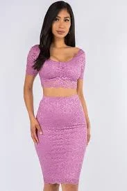 matching set V-60190-T5311-Lavender Laced 2 Pc Set Skirt with Crop Top(s,m,l 2,2,2) skkyapparel.com $58.5