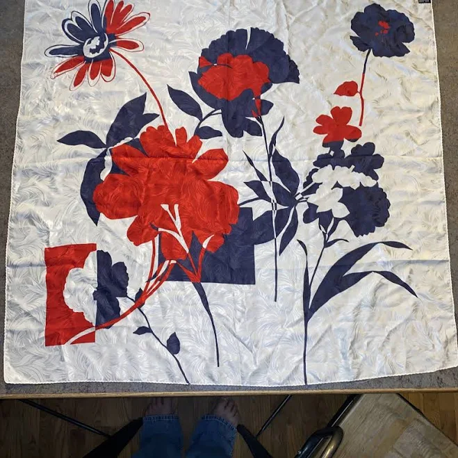 top Vintage Red White Blue 100% Silk Scarf Made In Italy Abstract Floral eBay - retrohero-1 $75