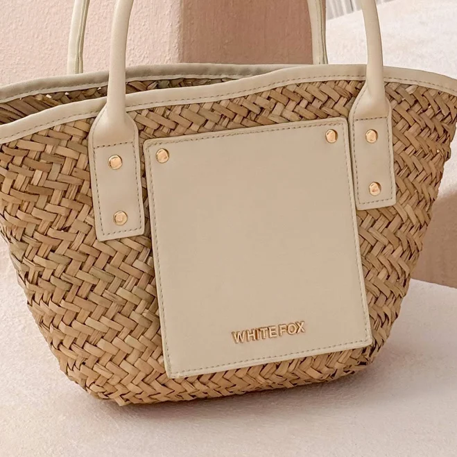 bag Vivienne Straw Top Handle Bag White Fox Boutique $64.99
