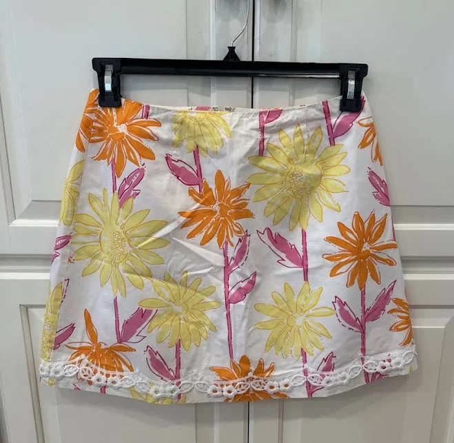 skirt Vtg Lilly Pulitzer White Pink Yellow Floral Print A Line Mini Lined eBay $19