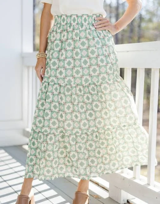 skirt Wandering Way Medallion Midi Skirt The Mint Julep Boutique $60