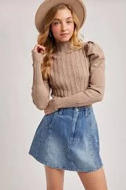 skirt Washed A-Line Denim Mini Skirt - Medium Wash / S Lola's on 3rd $66