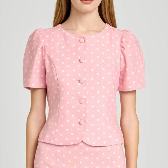 blouse WAYF Women's Blair Polka Dot Button-Up Top Nordstrom $69
