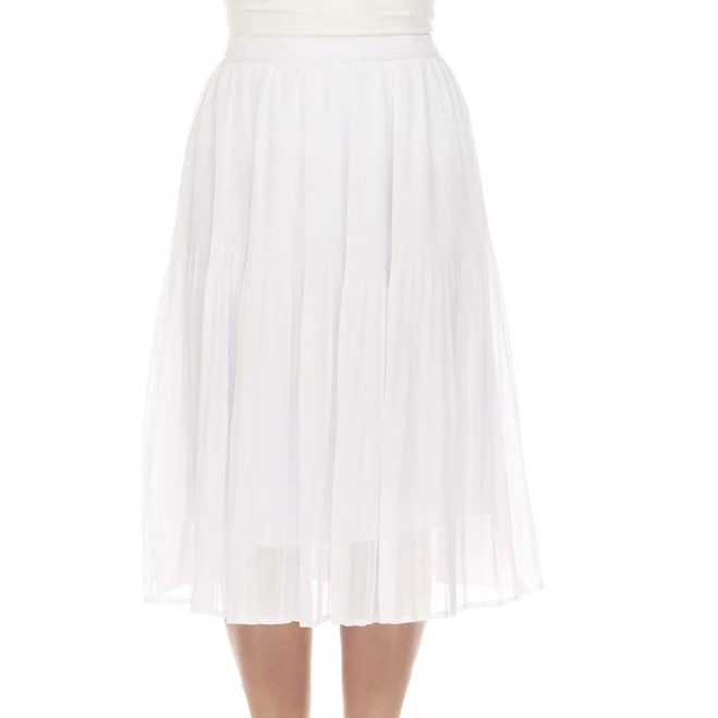 bottom White Mark Women's Pleated Chiffon Midi Skirt Zulily.com $24.36