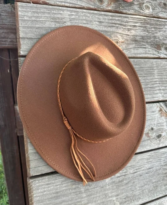 accessory Wide Brim Felt Hat with Rope Band Maxi Laine’s Boutique $39