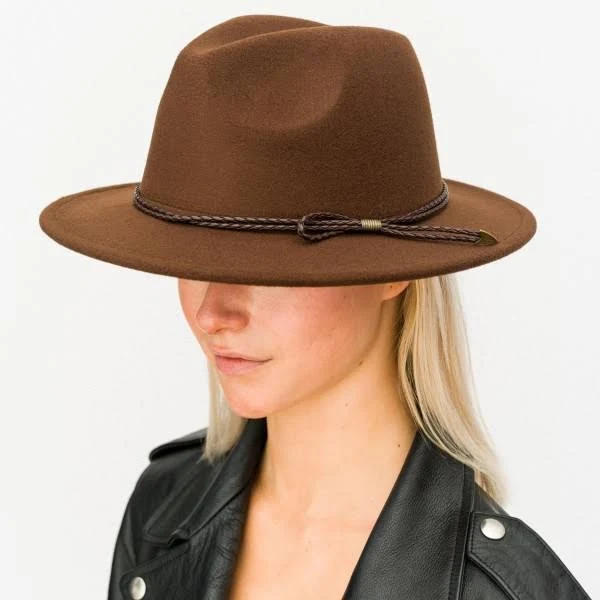 accessory Wide Brim Hat with Braided Leather Band Judson & Company $26