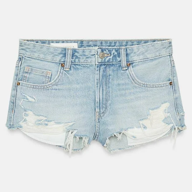 bottom Woman Zara Ripped Mid-Rise Trf Denim Shorts Zara USA $45.9