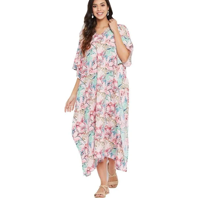 dress Women Casual Maxi Long Kaftan Kimono Sleeve Plus Size Dresses V Neck eBay - oussum_shop $16.99