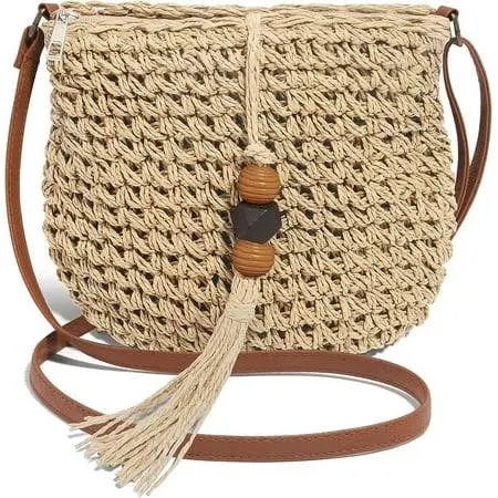 bag Women's Boho Handwoven Straw Bag with Tassels ( Walmart - Euphrates Direct $19.99