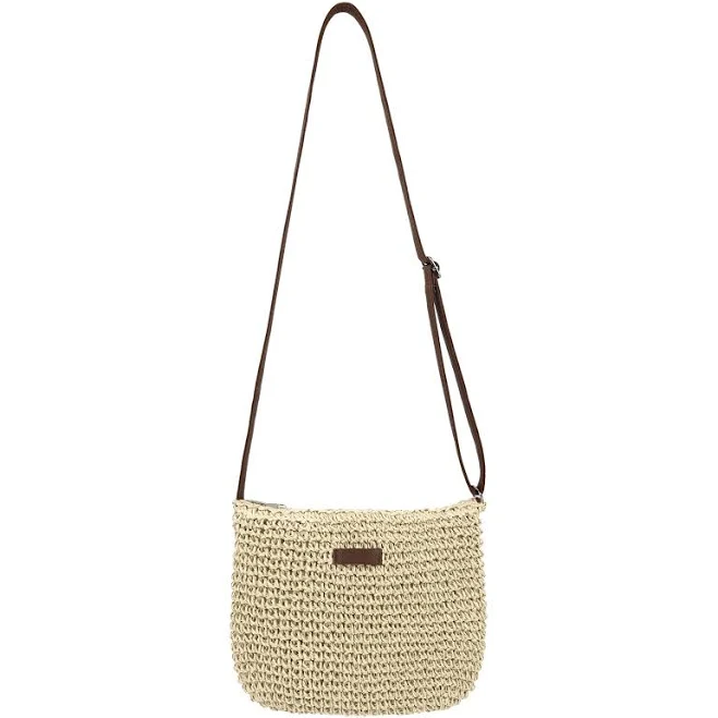 bag Women's Boho Natural Woven Straw Crossbody Bag with Brown Leather Strap eBay - in895805 $22.64