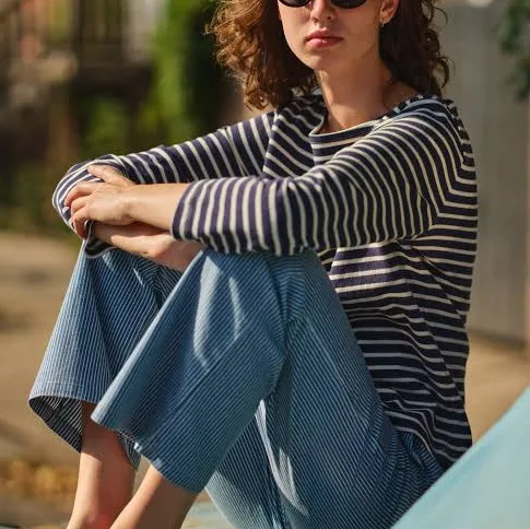 t-shirt Women's Breton Stripe Boatneck Tee Quaker Marine Supply Co. $88