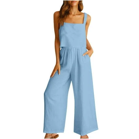matching set Women's Casual Linen Two Piece Set Walmart - gjutow $14.99