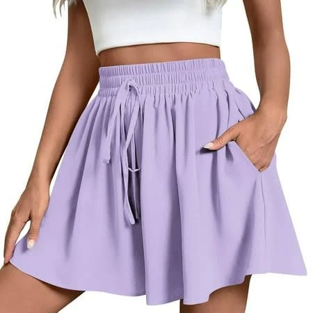 shorts Women's Flowy Elastic High Waited Shorts Walmart - USNSM $11.29