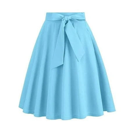 skirt Women's High Waist A-Line Flared Midi Skirt with Pockets Walmart - StyleSiren $15.14