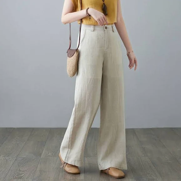 pants Women's High Waist Linen Wide Leg Pants Etsy - Ylistyle $71.1