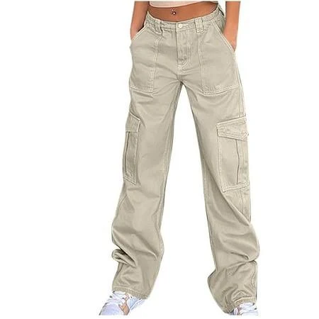 pants Women's High-Waisted 90s Casual Straight Cargo Pants Walmart - SmartStyle $15.13