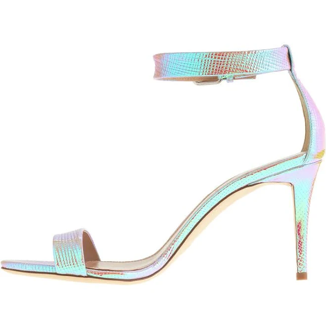 shoes Women's Iridescent Open Toe Ankle Strap High Heel Sandals fsjshoes $102