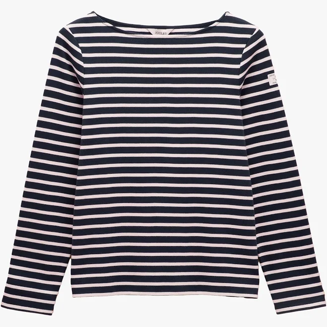 top Womens Joules Harbour Navy Long Sleeve Striped Boat Neck Long Sleeve Breton Top Shuperb USA $31