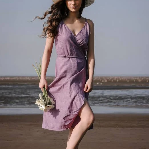 dress Women's Linen Wrap Midi Dress Etsy - Seller $80.34