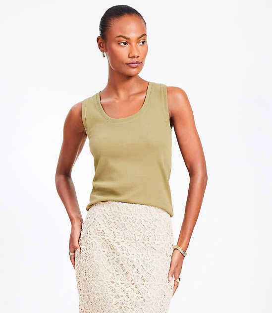 top Women's Loft Perfect Ribbed Scoop Neck Tank Top LOFT $13.47