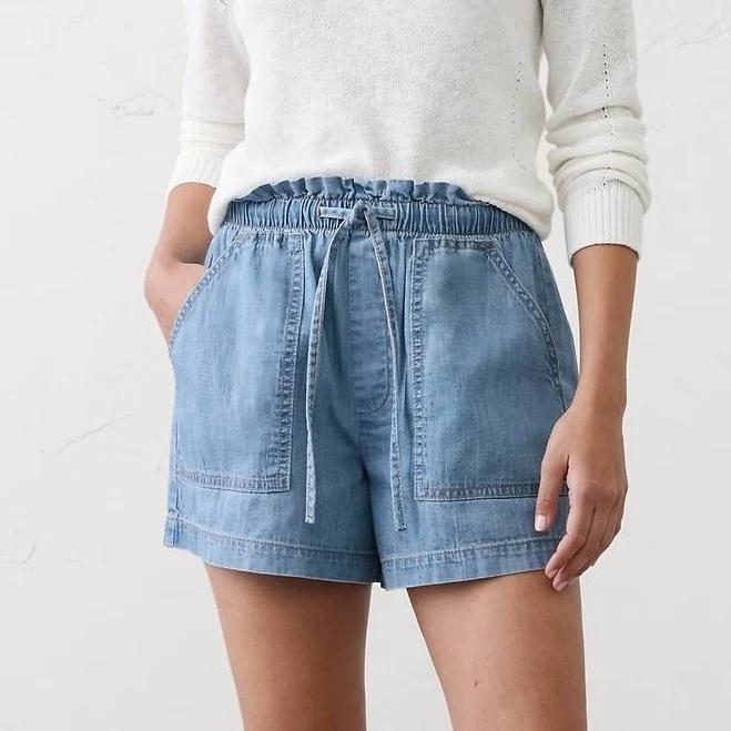 shorts Women's Mid-Rise Summerweight Denim Pull-On Shorts Banana Republic Factory $35