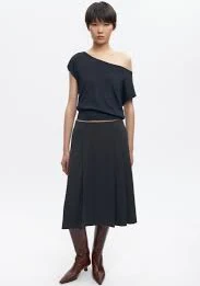 skirt Women's Muna Pleated Midi Skirt in Charcoal Kotn $60