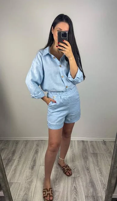 matching set Women's Oversized Linen Button Down Shirt Set Etsy - Seller $83.7