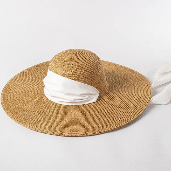 accessory Women's Raffia Straw Ribbon Strap Wide Brim Sun Hat IUHAT $55