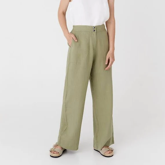 pants Women's Regular Fit Linen Wide Leg Palazzo Pants Etsy - MagicLinen $97.9