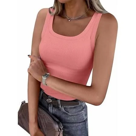 top Women's Ribbed Fitted Scoop Neck Tank Top Walmart - ANRABESS FASHION $13.34