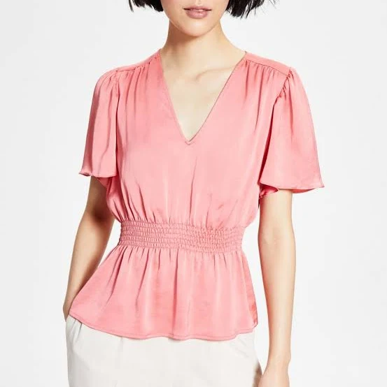 top Women's Satin Top,Coral All Brands Factory Outlet $23