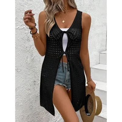 outerwear Women's Sleeveless Open Front Tie Waist Lightweight Knit Duster Cardigan Target $35.99