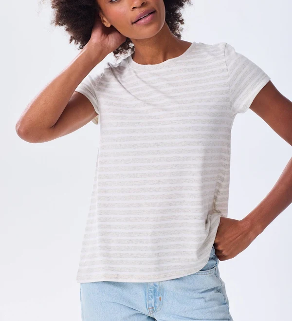 t-shirt Women's Soft Striped Short Sleeve Crewneck T-Shirt Alice Walk $75