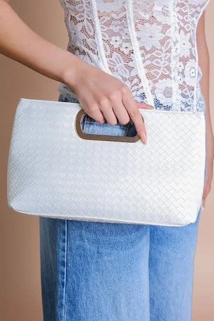 bag Woven Clutch Bag with Gold Handle and Chain Strap missmodaluxe $33