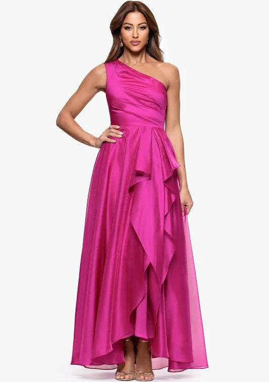 maxi dress Xscape Women's Metallic Draped One-Shoulder Gown Xscape Evenings $269