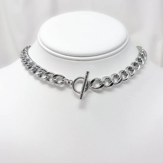 accessory Y2K Stainless Steel Extra Chunky Curb Chain Choker Necklace Etsy - KosmikByKelsey $22.49