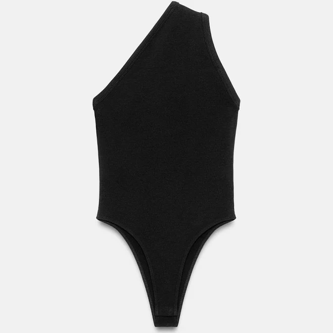 asymmetric neck top Zara Asymmetric Bodysuit Zara USA $25.9