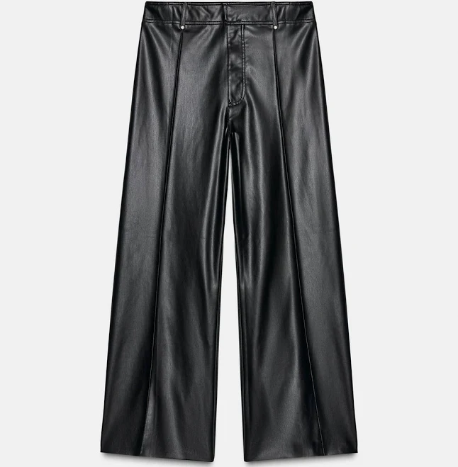 pants Zara Tailored Faux Leather Wide Leg Pants Zara USA $59.9