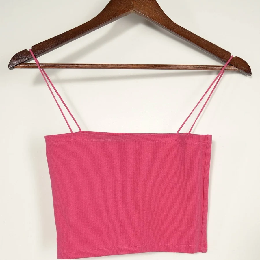 top Zara Women’s L. Bright Pink Ribbed Knit Thin Strapped Cropped Bodycon eBay - jedel_1111 $10.8