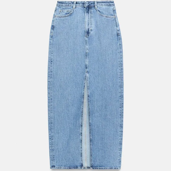 skirt Zara Z1975 Denim Midi Skirt with Slit Zara USA $49.9