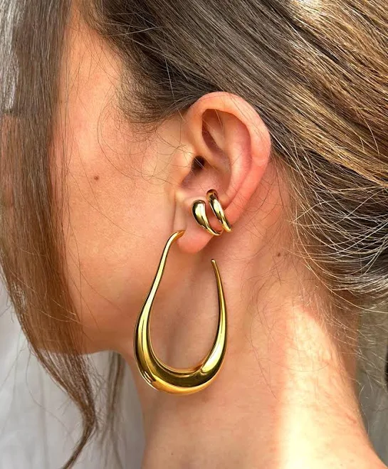 Chunky Gold Statement Hoop Earrings