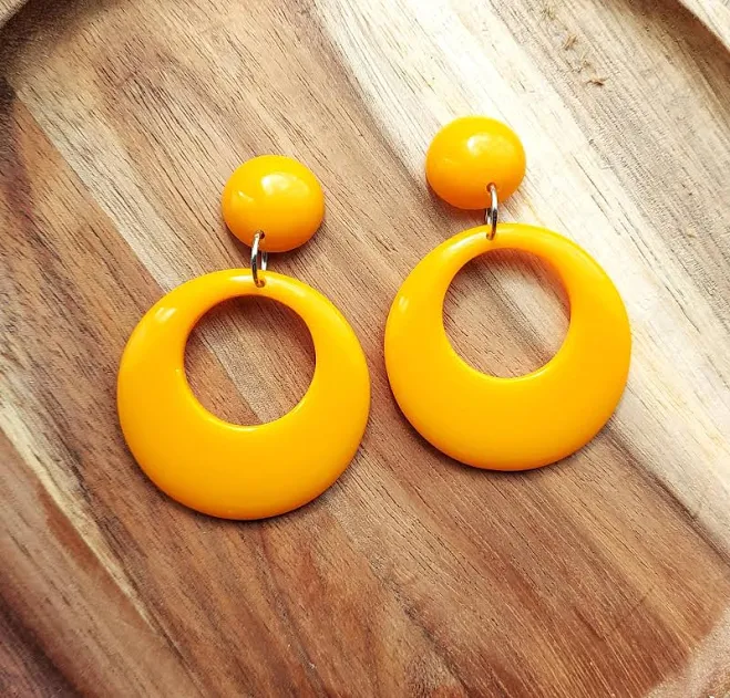 50s 60s Retro Resin Hoop Earrings