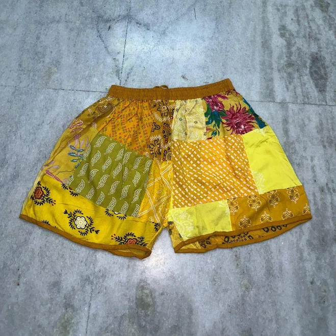 Lounge Wear Patchwork Boho Floral Print Rayon Shorts